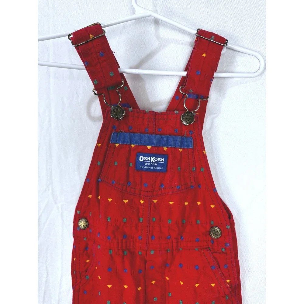 Vintage OshKosh Bgosh Kids Red Cotton Overalls 90s Bib Dungarees Size 3T